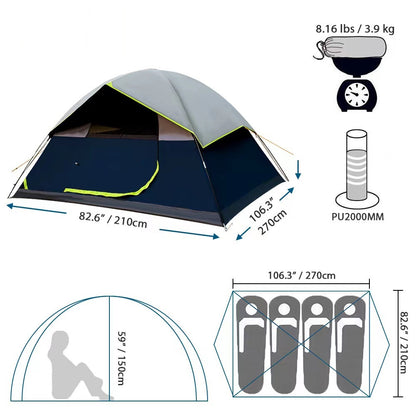 4 Person Black Coated Darkroom Tent For Camping Family Backpacking Tents Lion-Tree