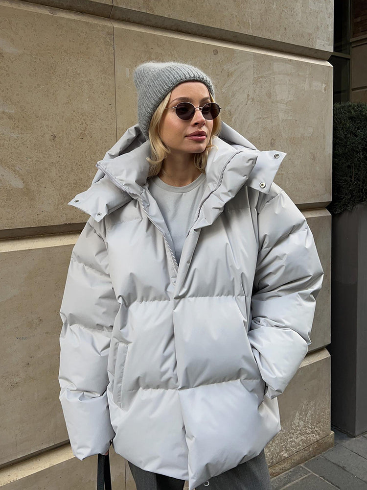 Fashion Coat With Removable Hood Cotton Jacket Winter Warm Windproof Loose Cotton Jacket Loose Parka Outerwear Clothing Lion-Tree