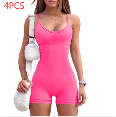 Spaghetti Strap Shorts Jumpsuit Sports Yoga Workout Tight Romper Women Fashion Fitness Sportwear Lion-Tree