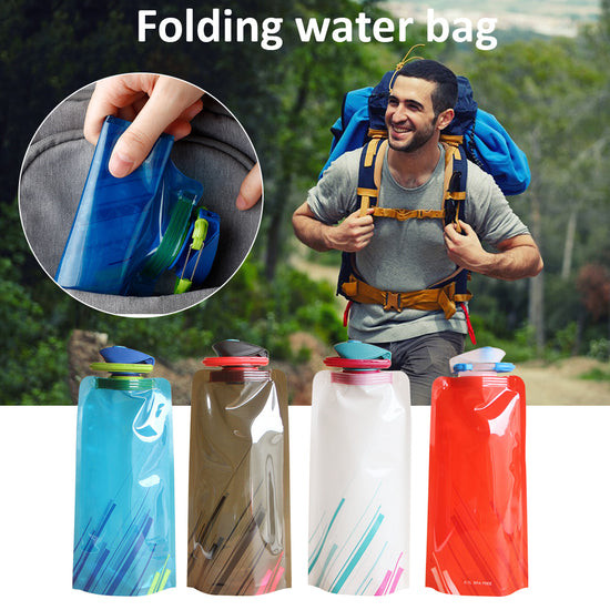 Travel Portable Collapsible Folding Drinking Water Pot Outdoor Sports Water Bottle Carabiner Water Bottle Bag Camp Bag Lion-Tree