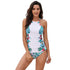 Vest Swimsuit Womens Hot Spring Conservative Cover Belly Printing Split Swimsuit Lion-Tree